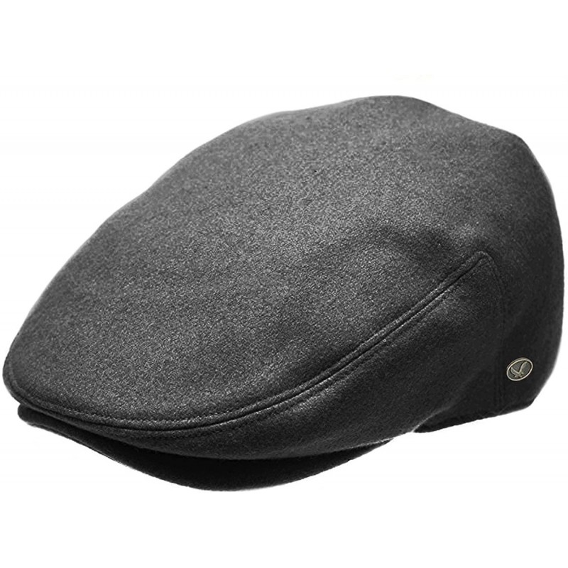 Newsboy Caps Men's Premium Wool Blend Classic Flat IVY newsboy Collection Hat - Charcoal Flat Ivy - C618789SWOL $16.72