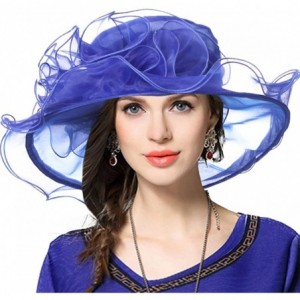 Sun Hats Women Floral Wedding Dress Tea Party Derby Racing Church Hat - Sheer-blue - CG18CZRMMOY $13.65
