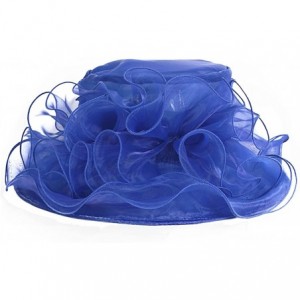 Sun Hats Women Floral Wedding Dress Tea Party Derby Racing Church Hat - Sheer-blue - CG18CZRMMOY $13.65