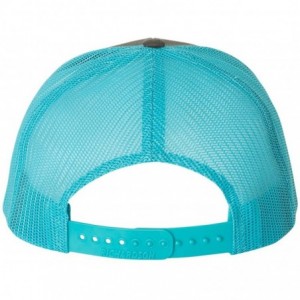 Baseball Caps 112 Mesh Back Trucker Cap Snapback Hat- Charcoal/Neon Blue- Adjustable - CY18KRZ3E9Y $13.36