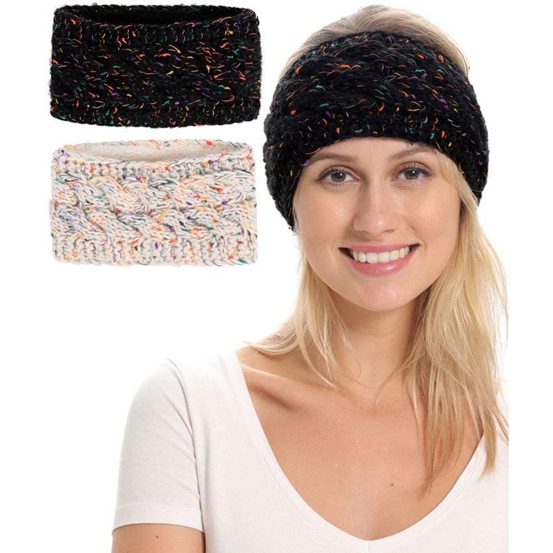 Cold Weather Headbands Womens Ear Warmers Headbands Winter - Confetti- Black+oatmeal(2 Pack) - C618XS9D5CH $11.61