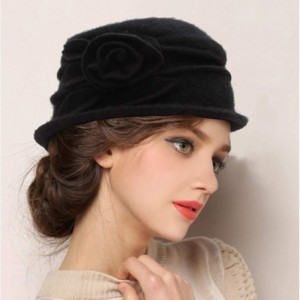 Fedoras 100% Wool Dome Bucket Hat Winter Cloche Hat Fedoras Cocktail Hat - B-black - CG18IZUH953 $16.75