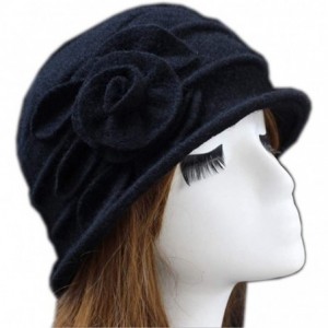 Fedoras 100% Wool Dome Bucket Hat Winter Cloche Hat Fedoras Cocktail Hat - B-black - CG18IZUH953 $16.75