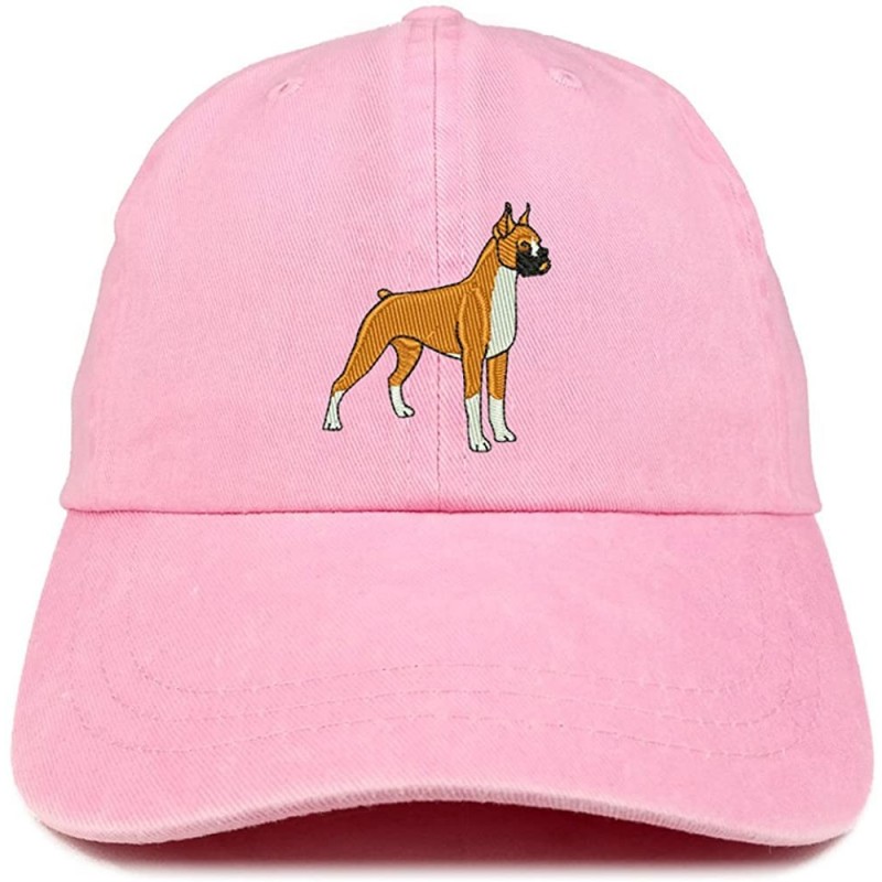 Baseball Caps Boxer Embroidered Dog Theme Low Profile Dad Hat Cotton Cap - Pink - C912I2JJ96X $16.51