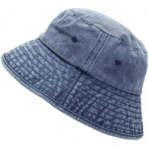 Sun Hats Bucket Hats for Men Women- Packable Outdoor Sun Hat Travel Fishing Cap - 1-blue(washed Denim) - CV18EXOGM9C $15.35