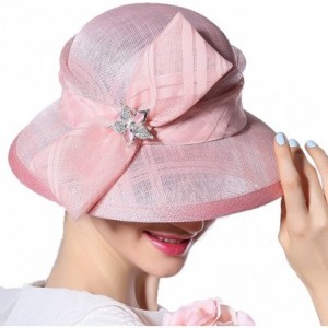 Bucket Hats Women Hat Summer Hats Sinamay Bow (Pink) - CO11AJ9P0R1 $37.47