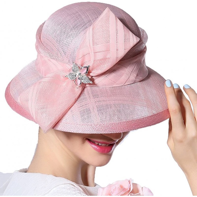 Bucket Hats Women Hat Summer Hats Sinamay Bow (Pink) - CO11AJ9P0R1 $71.10