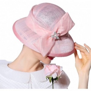 Bucket Hats Women Hat Summer Hats Sinamay Bow (Pink) - CO11AJ9P0R1 $37.47