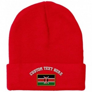 Skullies & Beanies Custom Beanie for Men & Women Kenya Embroidery Acrylic Skull Cap Hat - Red - CA18ZRAW5T7 $33.43