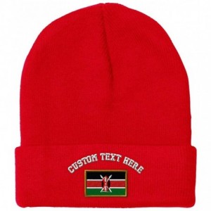 Skullies & Beanies Custom Beanie for Men & Women Kenya Embroidery Acrylic Skull Cap Hat - Red - CA18ZRAW5T7 $17.62