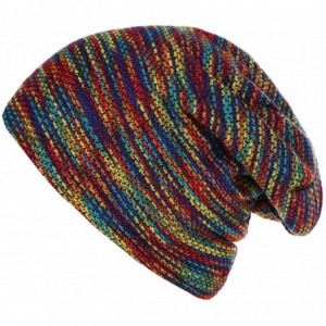 Skullies & Beanies Unisex Women Mens Warm Striped Knitted Outdoors Casual Hat Ruffle Wrap Cap - Multicolor - CS18L9THC6Q $12.27