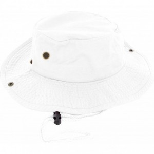 Sun Hats 100% Cotton Boonie Fishing Bucket Men Safari Summer String Hat Cap - White - CO11WT1ZL0T $22.91