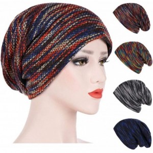 Skullies & Beanies Unisex Women Mens Warm Striped Knitted Outdoors Casual Hat Ruffle Wrap Cap - Multicolor - CS18L9THC6Q $12.27