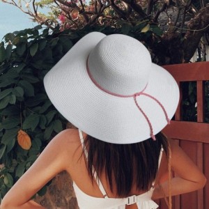 Sun Hats Womens Sun Hat with Wind Lanyard UPF Beach Packable Summer Cowboy Sun Straw Hats for Women Men - 002_white - CW194XU...