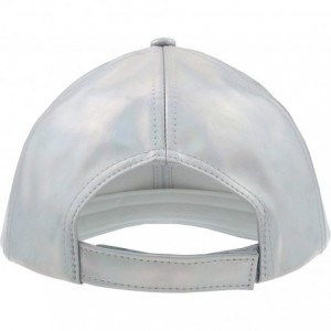 Baseball Caps Ladies Solid PU Baseball Hat - Silver Iridescent - CQ18LZTKK6D $17.21