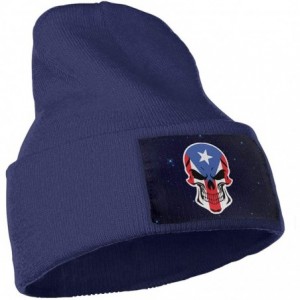 Skullies & Beanies Puerto Rican Flag Skull Men Women Knit Hats Stretchy & Soft Beanie Cap Hat Beanie - Navy - C018LXDCTHT $15.01
