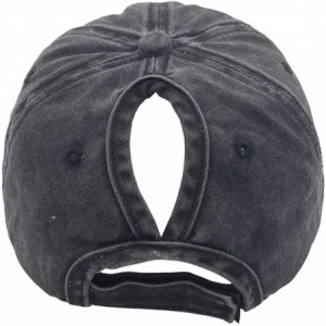 Baseball Caps Washed Mesh Ponytail Hat Distressed Women Baseball Cotton - Black - C118I29HYW5 $11.76