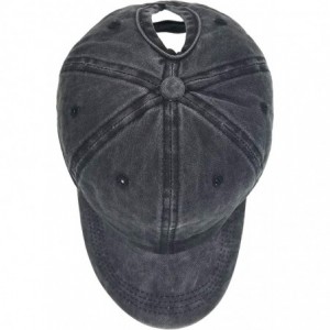 Baseball Caps Washed Mesh Ponytail Hat Distressed Women Baseball Cotton - Black - C118I29HYW5 $11.76