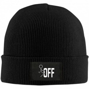 Skullies & Beanies Men Women Fuck Off Daily Beanie Hat Outdoor Skull Cap Warm Hat Knitted Beanies - Black - CY1873O4OX4 $20.47