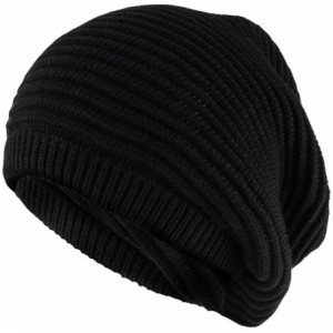 Skullies & Beanies Deep Crown Style Rasta 100% Cotton Beanie Hat - Black - CG17YEYRR0S $27.87