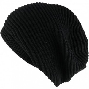 Skullies & Beanies Deep Crown Style Rasta 100% Cotton Beanie Hat - Black - CG17YEYRR0S $27.87