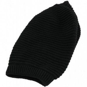 Skullies & Beanies Deep Crown Style Rasta 100% Cotton Beanie Hat - Black - CG17YEYRR0S $27.87