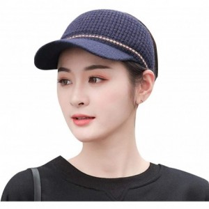 Skullies & Beanies Women Fashion Winter Warm Ponytail Patchwork Cap Baseball Caps - Navy Blue - CI18ARDQXHT $29.76