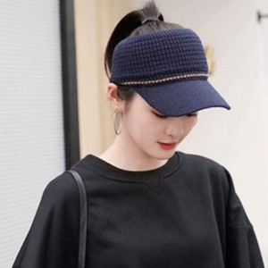 Skullies & Beanies Women Fashion Winter Warm Ponytail Patchwork Cap Baseball Caps - Navy Blue - CI18ARDQXHT $29.76