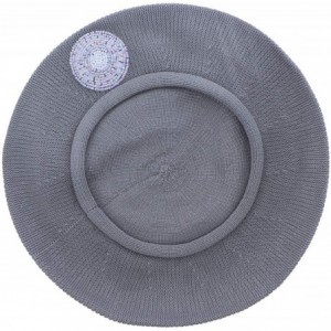 Berets Beaded Lavender Circle on Beret for Women 100% Cotton - Grey - CA18R526O5K $40.33