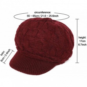 Newsboy Caps Women Warm Caps Beret Newsboy Winter Cap Snow Ski Outdoor Twist Knitted Hat with Visor - A-red - CA18Z5HU0RO $11.49