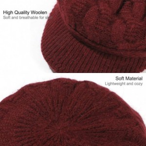 Newsboy Caps Women Warm Caps Beret Newsboy Winter Cap Snow Ski Outdoor Twist Knitted Hat with Visor - A-red - CA18Z5HU0RO $11.49