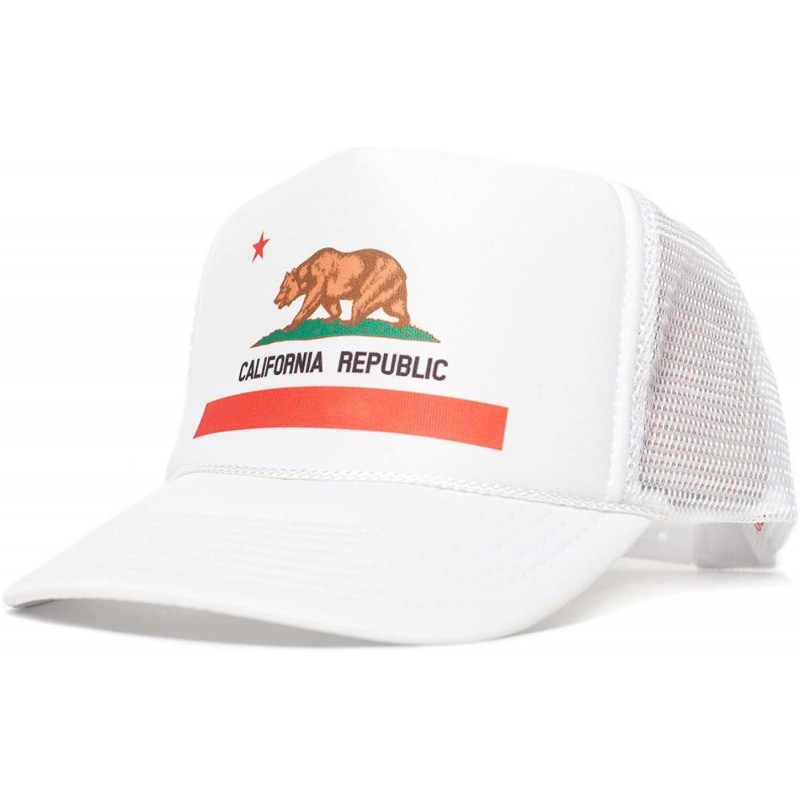 Baseball Caps California Flag Cali Unisex-Adult One Size Trucker Hat Cap (White/White) - C211T57X0BR $9.28
