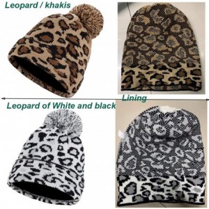 Skullies & Beanies Winter Beanie Hat Scarf Set Touch Screen Glove Warm Slouchy Pom Knit Skull Cap - Leopard Hat 2 Pack - CE19...