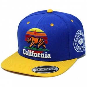 Baseball Caps California Republic Bear Logo Snapbacks Flat Brim Adjustable Snapback Hat Cap - Blue Yellow 02 - CY196XG98EN $2...