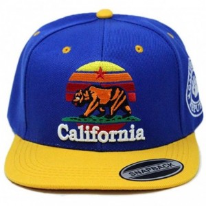 Baseball Caps California Republic Bear Logo Snapbacks Flat Brim Adjustable Snapback Hat Cap - Blue Yellow 02 - CY196XG98EN $1...
