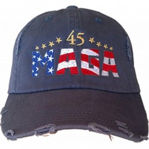 Baseball Caps MAGA Hat - Trump Cap - Rippeddistressed Denim/Redwhitebluemaga-gold45 - CU189WDOXA5 $22.09