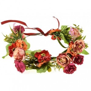 Headbands Rose Flower Headband Floral Crown Garland Halo - 1 Red - CO18D5X2WCU $11.87