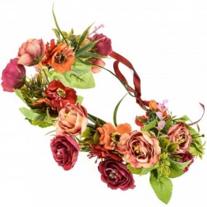 Headbands Rose Flower Headband Floral Crown Garland Halo - 1 Red - CO18D5X2WCU $11.87
