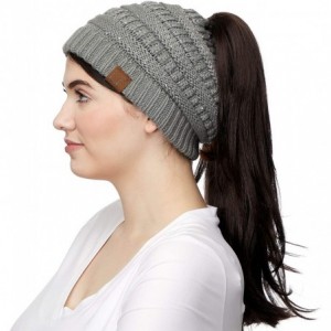 Skullies & Beanies Messy Bun Ponytail Magic Magic Sequin Beanie Hat Bundle Hair Tie (MB-730) - CQ18WKKZ0YH $11.78