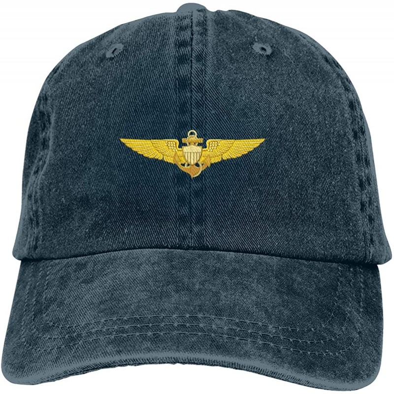 Baseball Caps US Navy Pilot Wings Mens Cotton Adjustable Washed Twill Baseball Cap Hat - Navy - CX18M8SLSXL $16.88