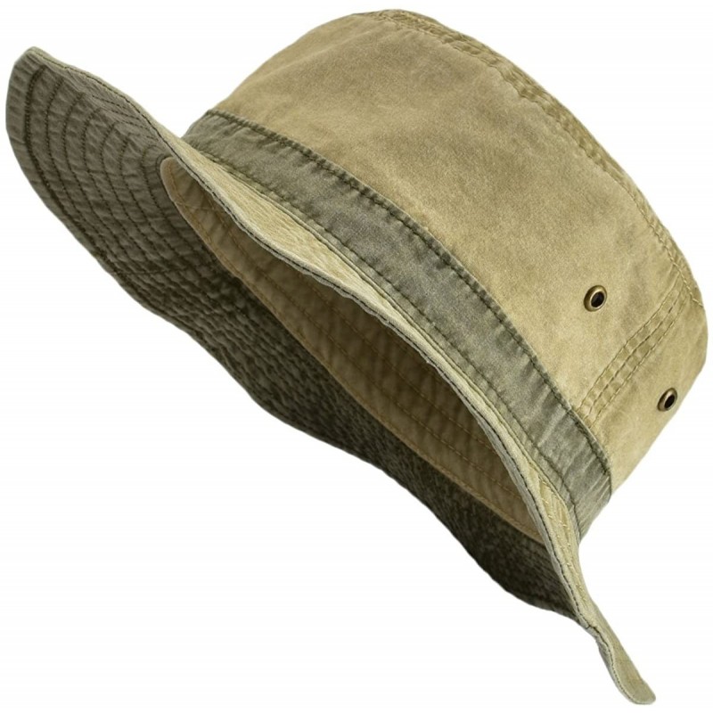 Newsboy Caps Men Washed Cotton Panama Bucket Hat Packable Summer Travel Fishing Boonie Cap - Khaki - CQ186L7WC7D $15.11