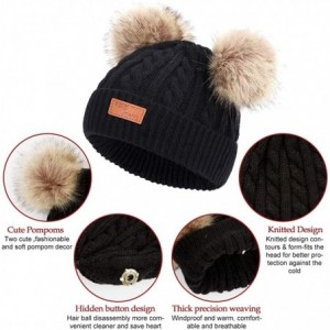 Skullies & Beanies Winter Beanie Hats Baby Warm Detachable Pom Hat Knit Beanie for Toddler Kids Girls Boys - Black - CE18AQ25...