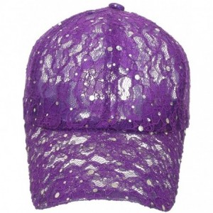Baseball Caps Women's Lace Sequin Casual Bling UV Protection Vented Baseball Cap - Purple - CB11UOTBJVD $28.40