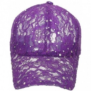 Baseball Caps Women's Lace Sequin Casual Bling UV Protection Vented Baseball Cap - Purple - CB11UOTBJVD $11.03