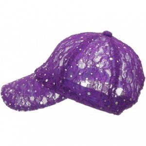 Baseball Caps Women's Lace Sequin Casual Bling UV Protection Vented Baseball Cap - Purple - CB11UOTBJVD $11.03