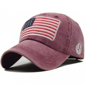 Baseball Caps USA American Flag Baseball Cap Embroidered Polo Style Military Army Washed Cotton Hat - Wine Red - C618RH9WMU7 ...
