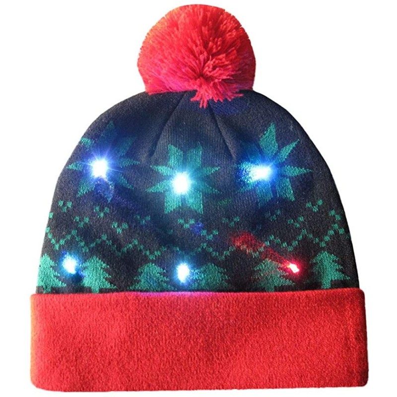 Skullies & Beanies Women Mens LED Light-Up Ugly Sweater Holiday Xmas Christmas Beanie - C - CS18LH9X7NK $7.81