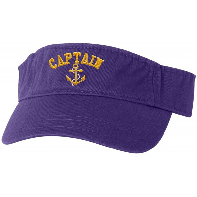Visors Adult Captain with Anchor Embroidered Visor Dad Hat - Purple - C5184IK69A0 $24.62