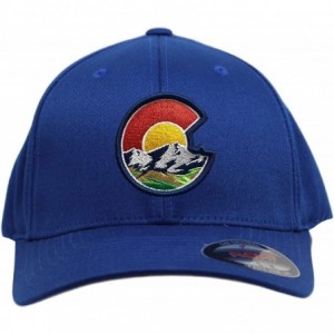 Baseball Caps Colorado Flag C Nature Flexfit 6277 Hat. Colorado Themed Curved Bill Cap - Royal Blue - CH18D8W3NQM $33.18