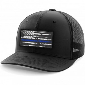 Baseball Caps American Flag Flexfit Hat - Blue Line - C418C3UYTGO $50.18